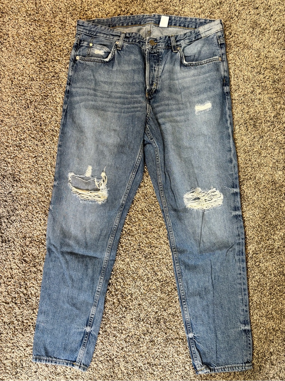 Women's Light Blue Distressed Boyfriend Jeans
